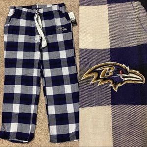 Baltimore Ravens NFL Apparel Plaid Pajama Pants Purple and White Sleepware